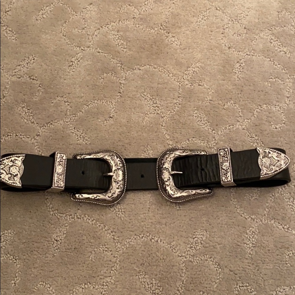 B-LOW THE BELT black western double buckle belt